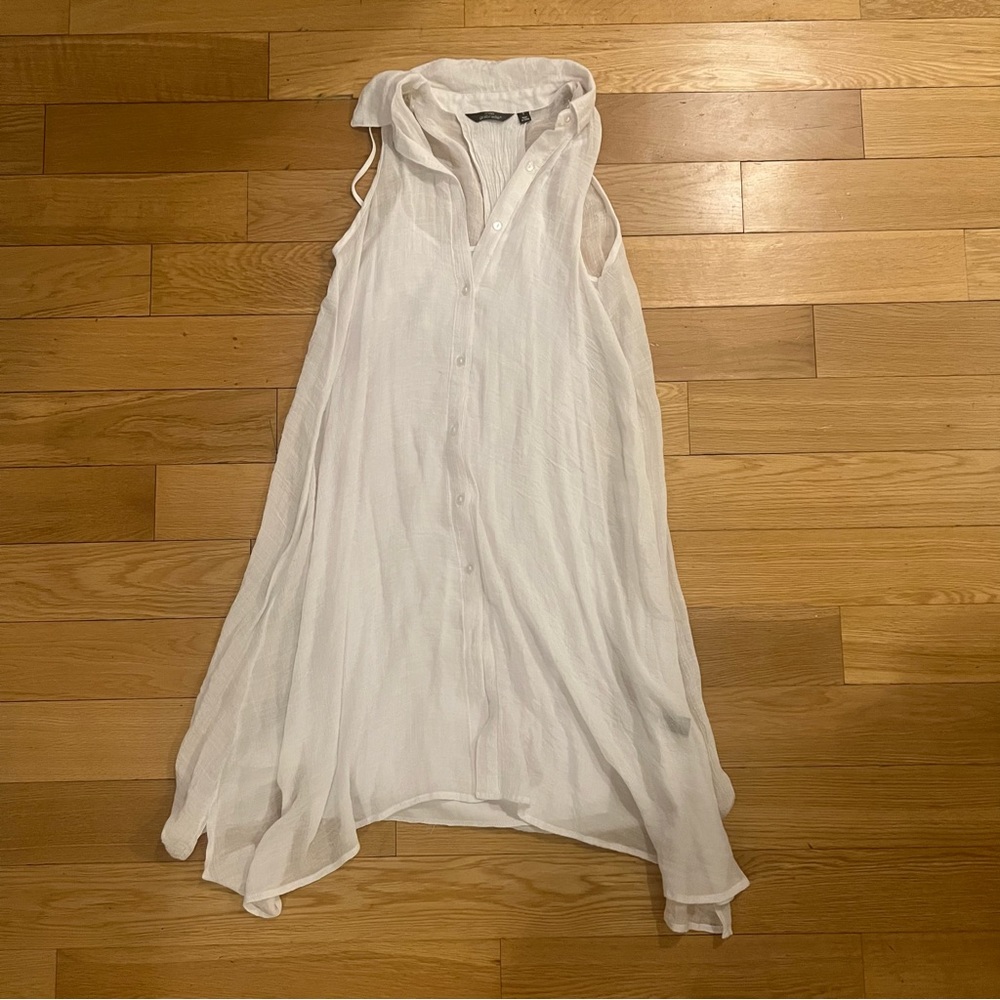 White Sheer Shirtdress with Slip